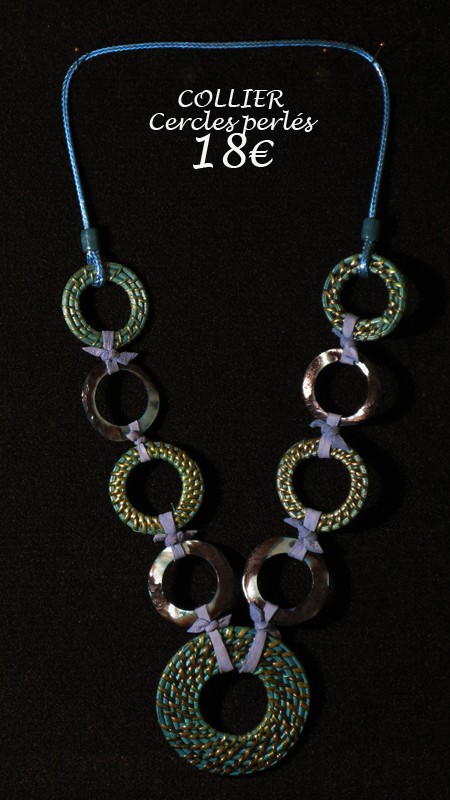 COLLIER TURQUOISE CERCLES PERLES